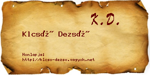 Klcsó Dezső névjegykártya